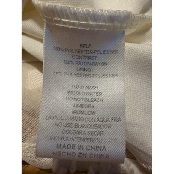 & Merci Dress Small Cream Pom Pom Swiss Dot Tie Shoulder Mini Bride Boho Cottage - Picture 7 of 7